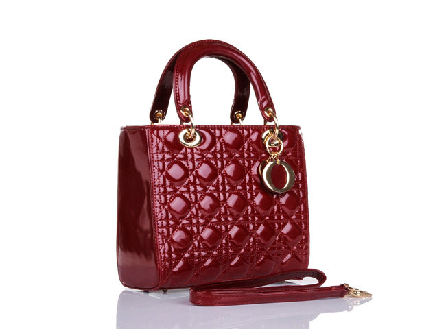 lady dior patent leather bag 6322 wineredwith gold hardware